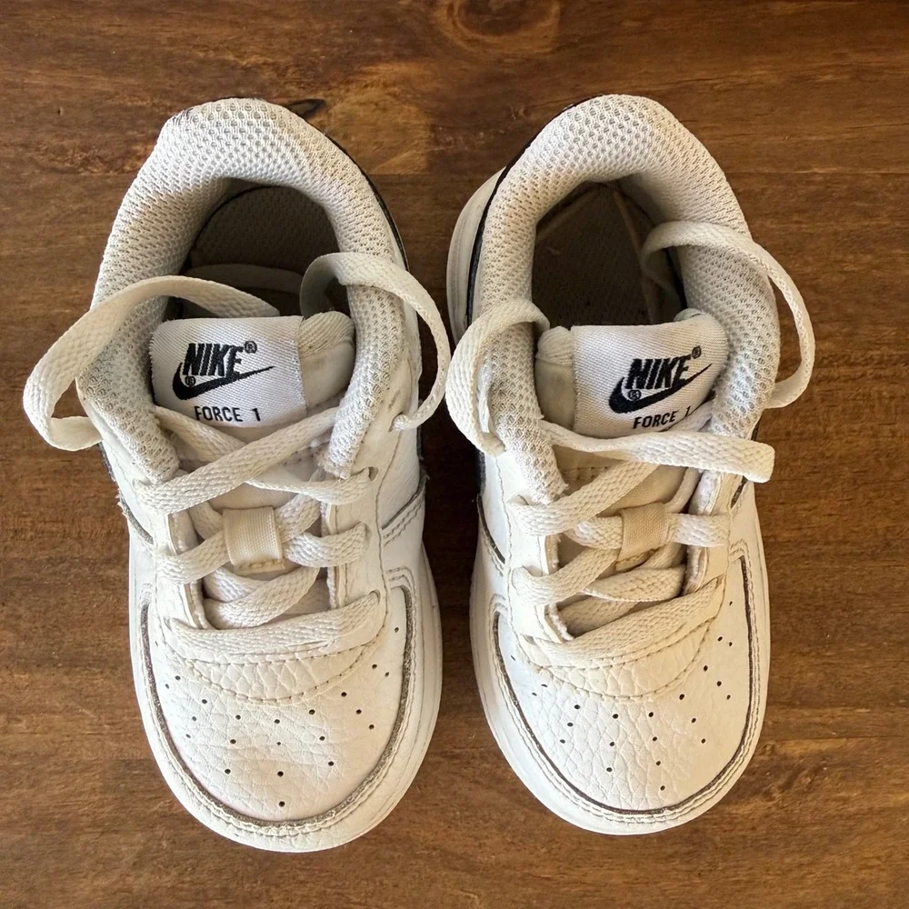 Nike Air Force 1 TD Toddler Sneakers Size 6C White Black CZ1691-100